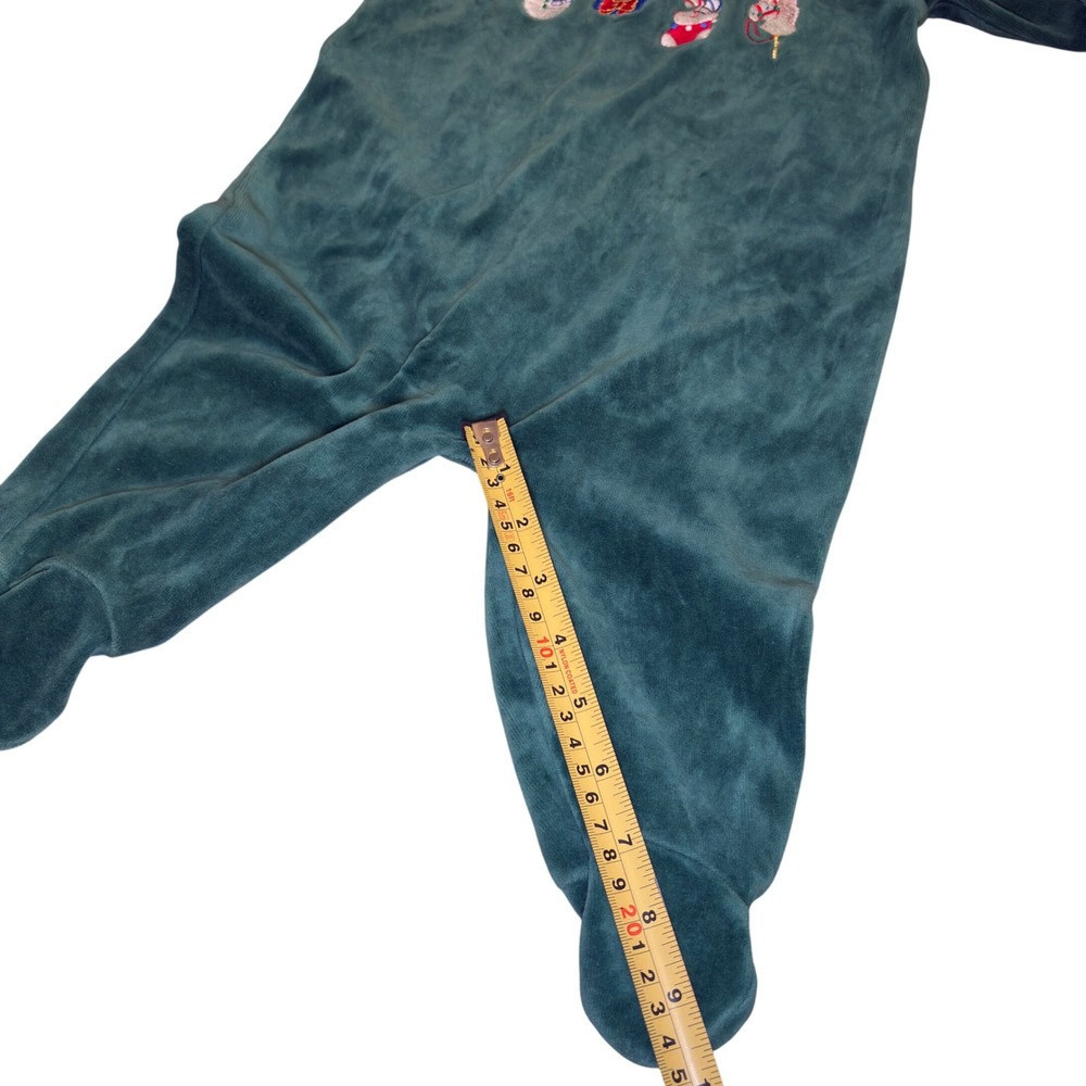 Vintage Velour Pajamas Footed Christmas Holiday Embroidery 1pc Outfit Size 6-9mo - Picture 6 of 8